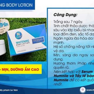 Kem trắng da body lotion