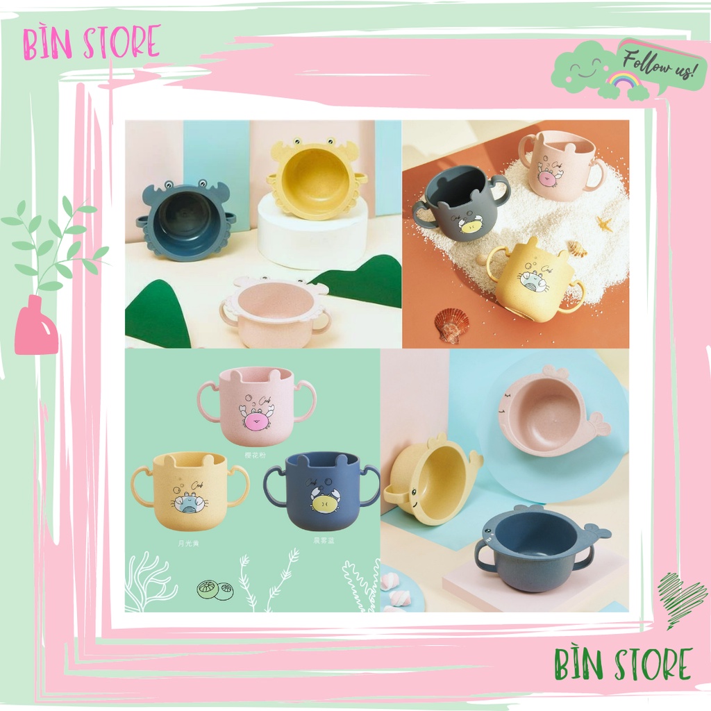 Ly/cốc lúa mạch cho bé tập ăn dặm, bộ ly chén hình con vật xinh xắn ngộ nghĩnh cao cấp cho bé BÌN STORE