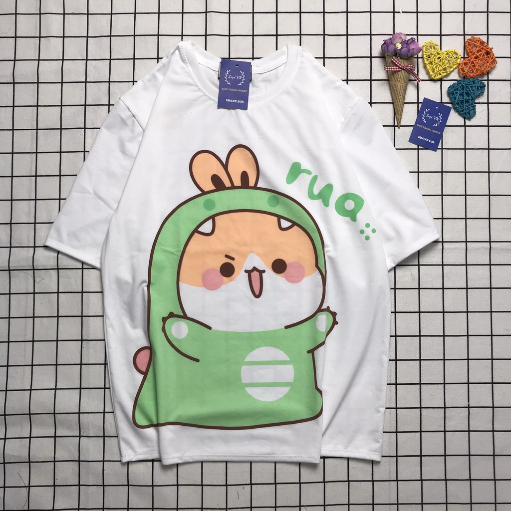 Áo Thun Nam Nữ Unisex &quot;chibi RUA&quot; -Lapi VN, Chất Cotton Form Rộng Tay Lỡ Cổ Tròn Freesize, Big Size