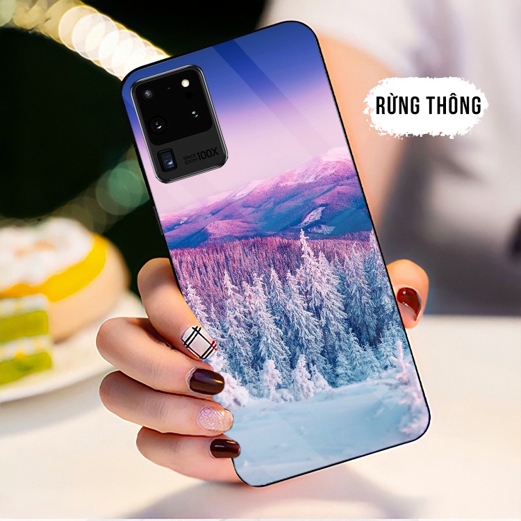 Ốp Lưng samsung S20 Ultra, Note 20, Note 20 Ultra Mặt kính cường lực cao cấp, sáng bóng, chống xước