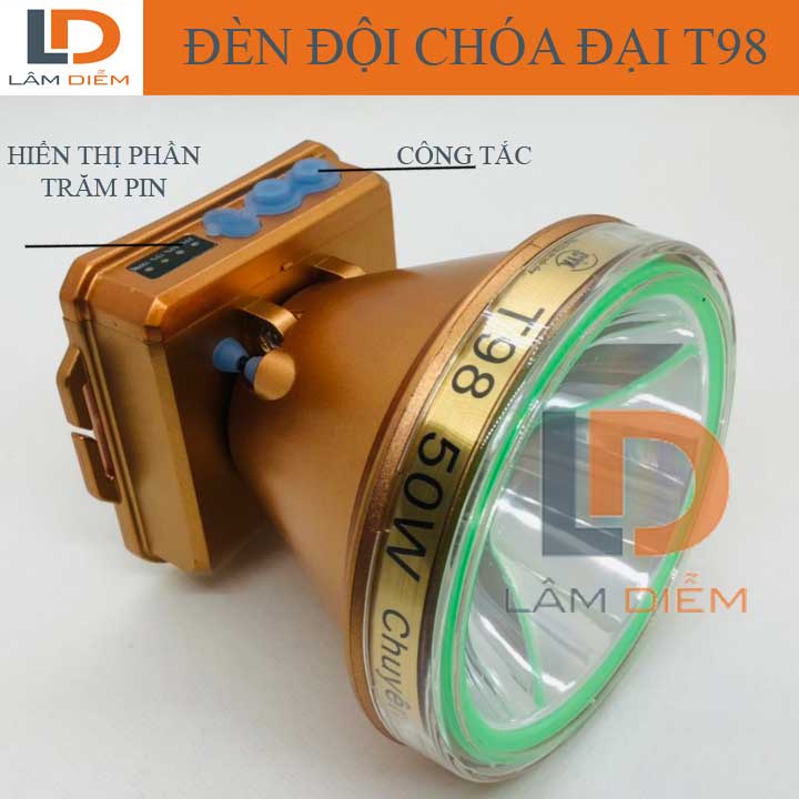 ĐÈN PIN SẠC ĐỘI ĐẦU KÍN NƯỚC SIÊU SÁNG HIỂN THỊ % PIN 3 CHẾ ĐỘ T92-T95-T98