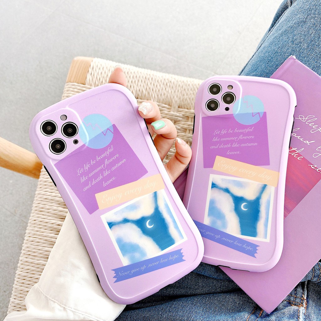 Ốp lưng iphone Purple Letter IMD viền cong dày dặn 5/5s/6/6plus/6s/6splus/7/7plus/8/8plus/x/xs/11/12/pro/max/plus/promax