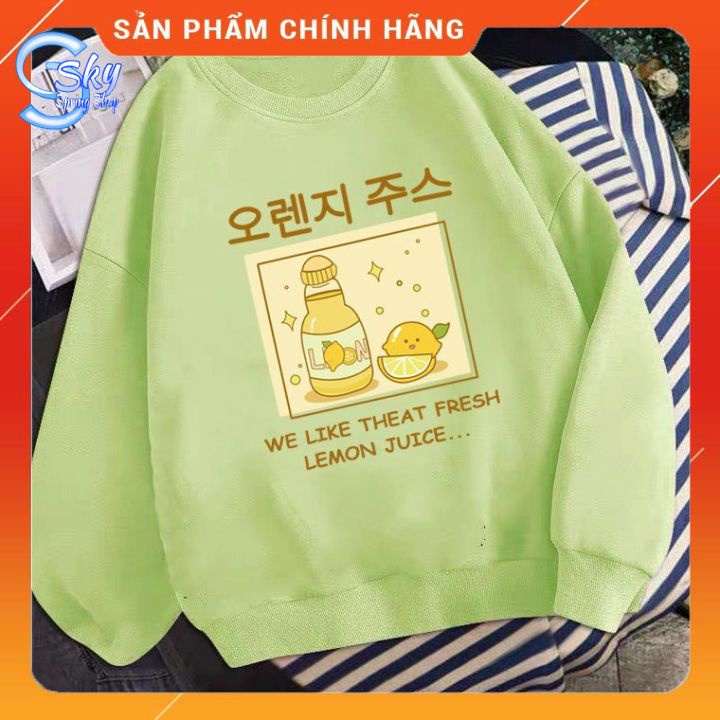 ÁO SWEATER UNISEX NAM NỮ FORM RỘNG, CHẤT NỈ BÔNG DÀY DẶN CAO CẤP in Lemon Juice