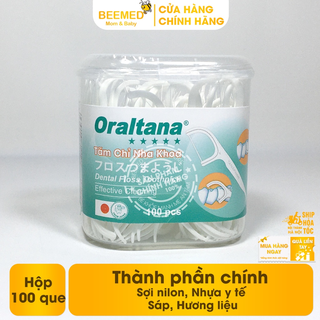 Tăm chỉ nha khoa Oraltana - Lọ 100 que - tăm kẽ răng Oral Tana, xỉa răng, chăm sóc răng lợi - tiêu chuẩn xuất Nhật