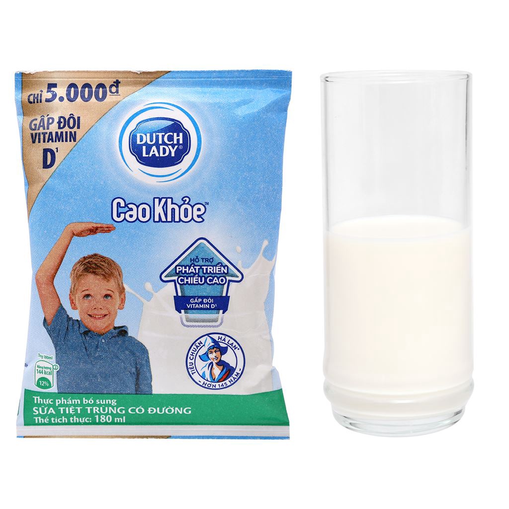 Combo 10 bịch Sữa Sữa tiệt trùng Cao Khỏe có đường 180ml