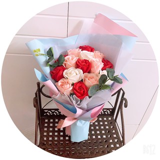 ( Giá sỉ) Bó hoa hồng sáp 15 bông kèm túi