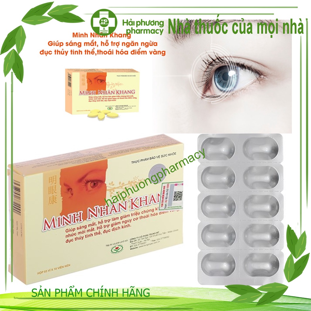 Minh nhãn khang - Mua 6 tặng 1 bằng tem tích điểm - viên sáng mắt, giảm mỏi mắt, mờ mắt, cận thị, loạn thị