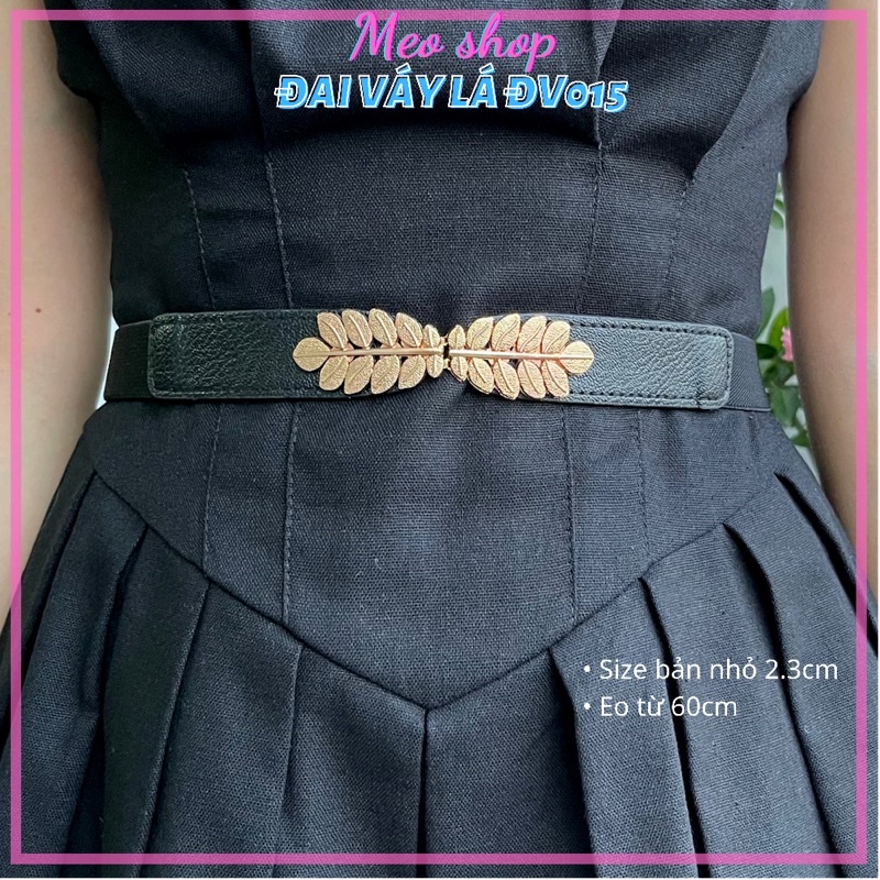 Thắt lưng váy mặt Lá Đv015 sang chảnh - Đai váy áo đầm mặt vàng tiểu thư phối da Meo shop