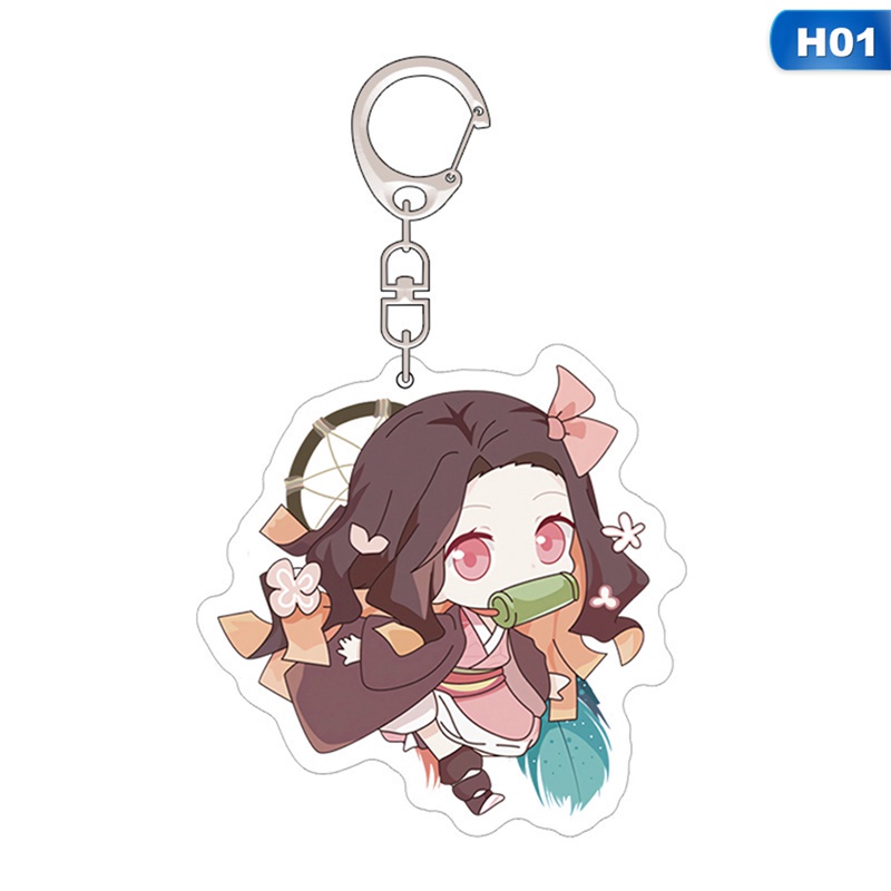 Móc khóa hai mặt bằng acrylic hình Tanjirou Nezuko Zenitsu