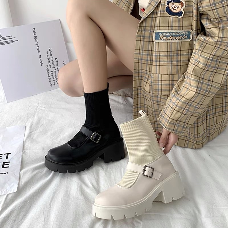 (HÀNG CÓ SẴN) Giày lolita trơn quai ngang cao gót BIG SIZE 35-42