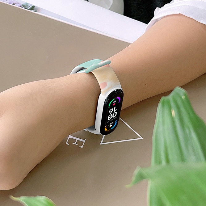 1 Dây Đeo Thay Thế Chất Liệu Silicon Màu Nước Cho Xiaomi Mi Band 5 6