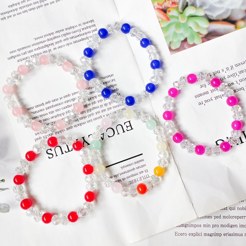 Vòng Tay Chuỗi Hạt Pha Lê Màu Kẹo Lãng Mạn Thời Trang Trẻ Trung