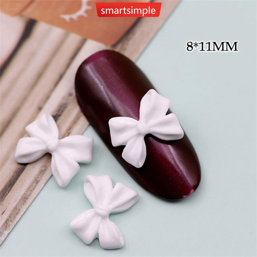 Bộ 10 Phụ Kiện Trang Trí Móng Tay Nghệ Thuật Hình Nơ Nhiều Màu Sắc P1Y8