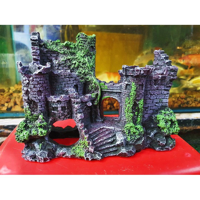 LÂU ĐÀI TRANG TRÍ HỒ CÁ NON BỘ 20X8X14CM