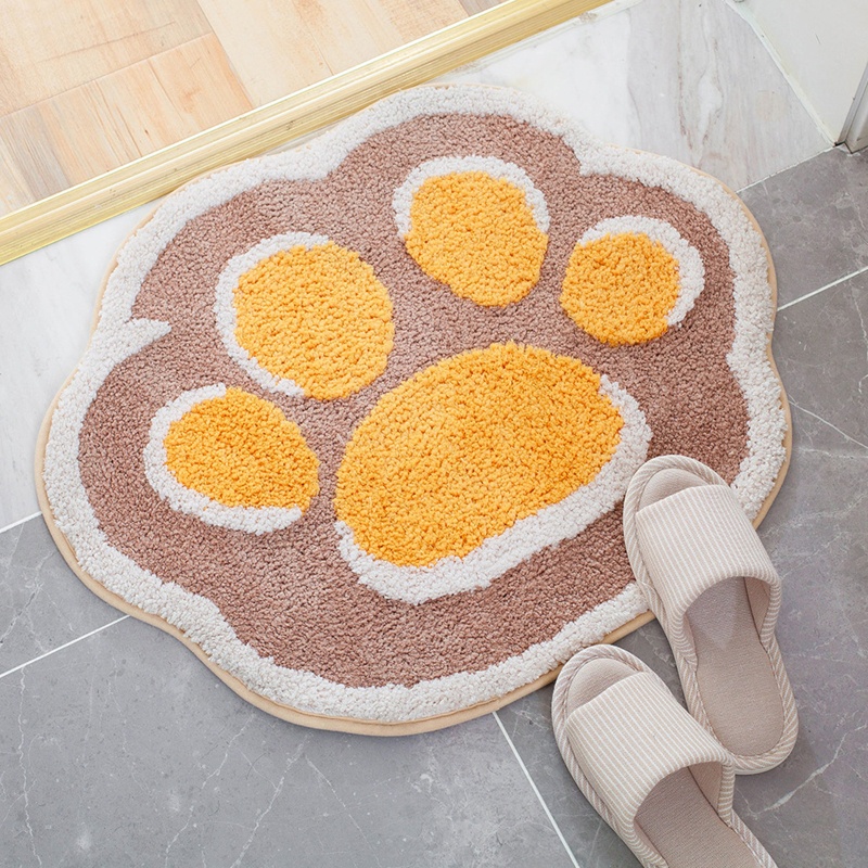 Thảm Chùi Chân Chống Trượt Thấm Hút Tốt In Họa Tiết Bàn Chân Mèo Hoạt Hình Siêu Đáng Yêu