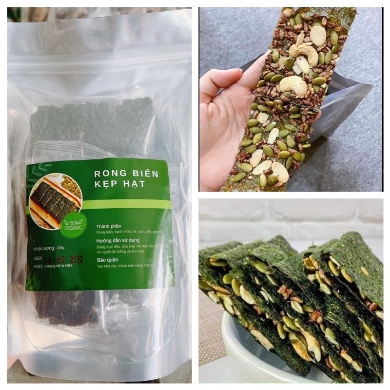 SNACK RONG BIỂN KẸP HẠT PHÙ HỢP NGƯỜI ĂN KIÊNG, ĂN CHAY