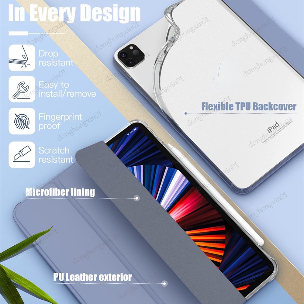 Bao Da Máy Tính Bảng Mềm Mỏng Có Ngăn Đựng Bút Cho iPad Air 5 Pro 11 / 10.5 / iPad 10.2 / 9.7 mini 6 / 5 / 4