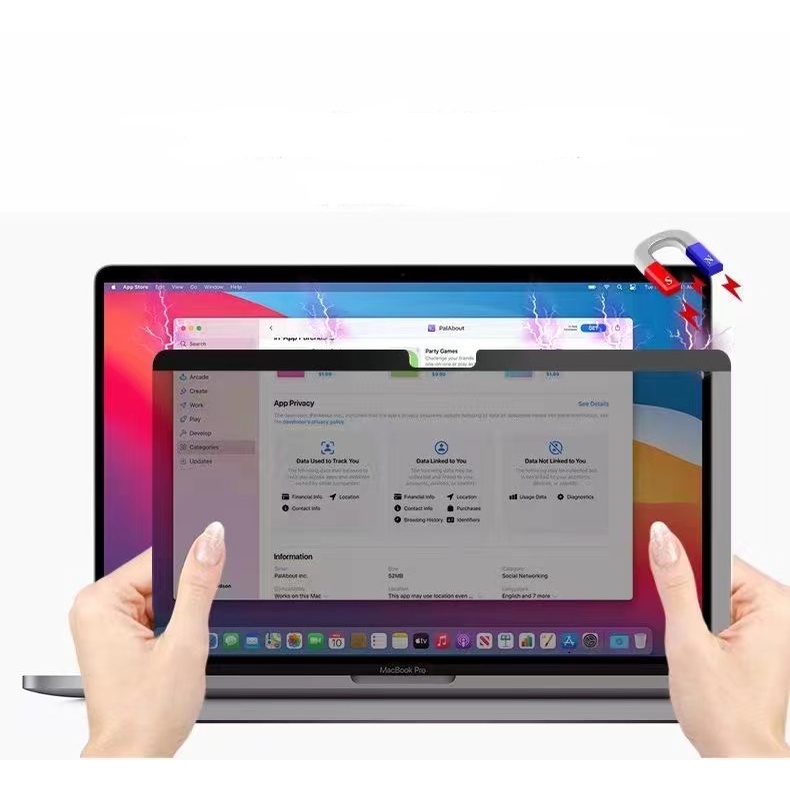 Miếng Dán Màn Hình Từ Tính Bảo Vệ Riêng Tư Cho Macbook Air 13 M1 M2 Pro 13 Màng Lọc Chống Nhìn Trộm Tương Thích Với MacBook Air 13 "2021-2010 / Pro 13" 2020-2016 / Pro