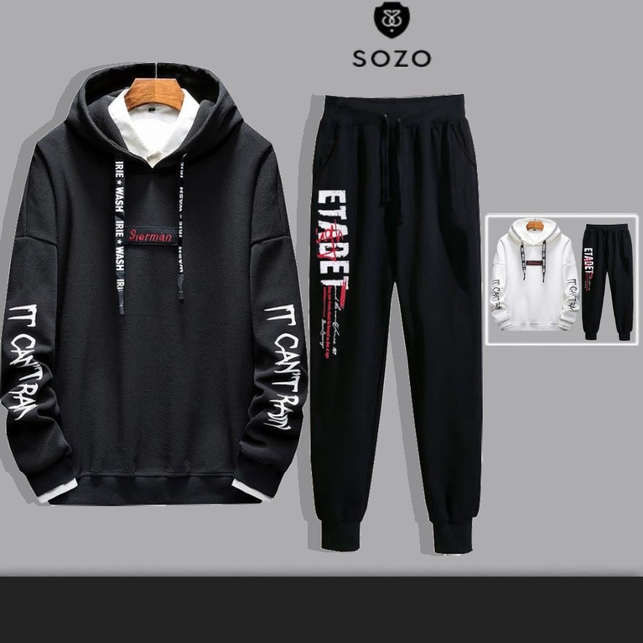 Set Bộ 2 Món Quần Dài + Áo Hoodie Nón Nam Chất Vải Nỉ CB2_WAH052NO_MQU081NIDEF6 (It Cant Rain + Etadet)