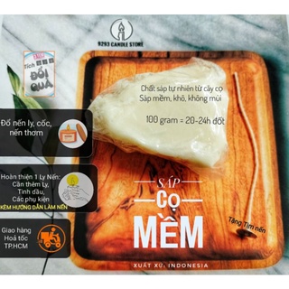 100-200 gram SÁP CỌ MỀM làm nến 100% thiên nhiên TẶNG DÂY TIM KHÔNG KHÓI