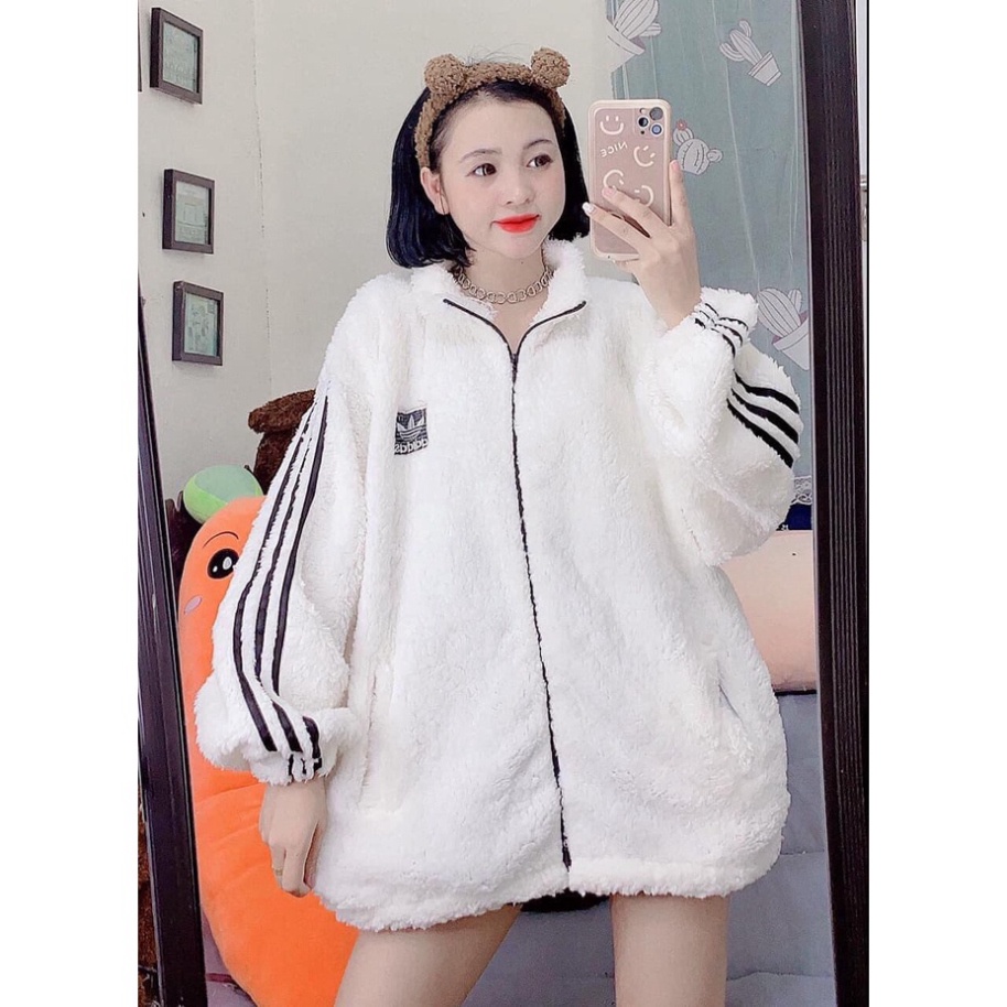 Áo khoác nữ kéo khóa Lông cừu logo Das siêu ấm_thời trang mùa đông-phong cách Unisex phom rộng | BigBuy360 - bigbuy360.vn