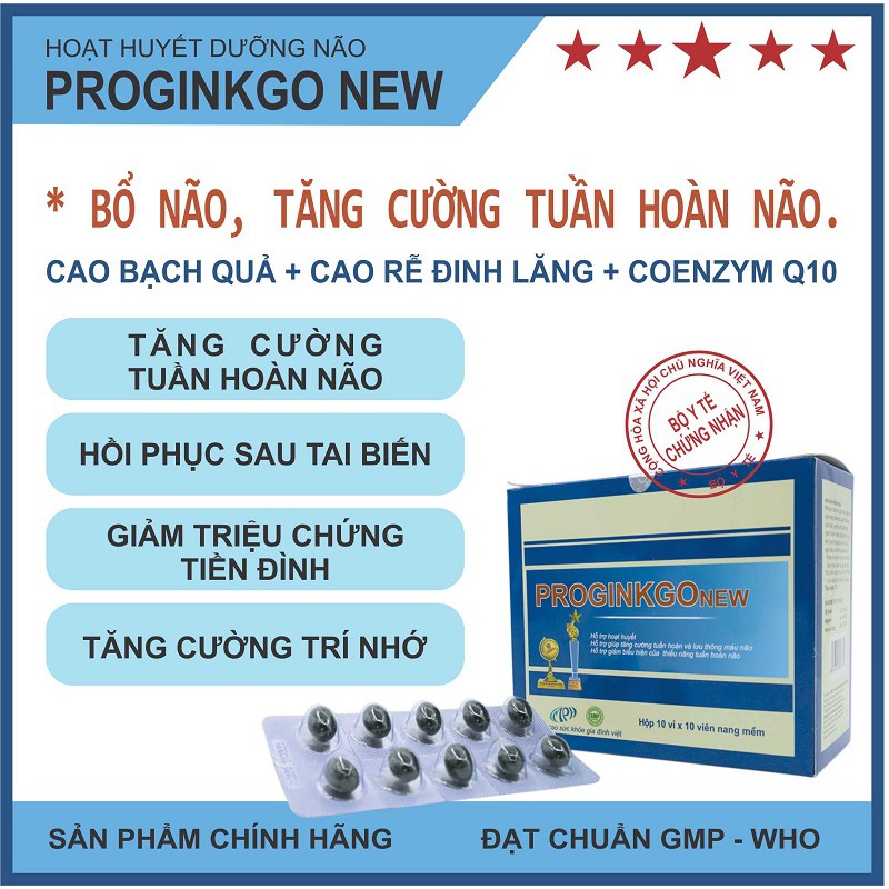 (Sale) Combo 2 hộp hoạt huyết dưỡng não ProginkgoNew – cao Rễ Đinh Lăng, Cao Bạch Quả – Bổ não, tăng cường tuần hoàn não