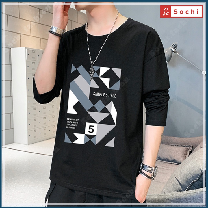 Áo nỉ nam Hàn Quốc, áo thu đông unisex nỉ mềm mịn bó sát in Hình Xếp mã S.W608