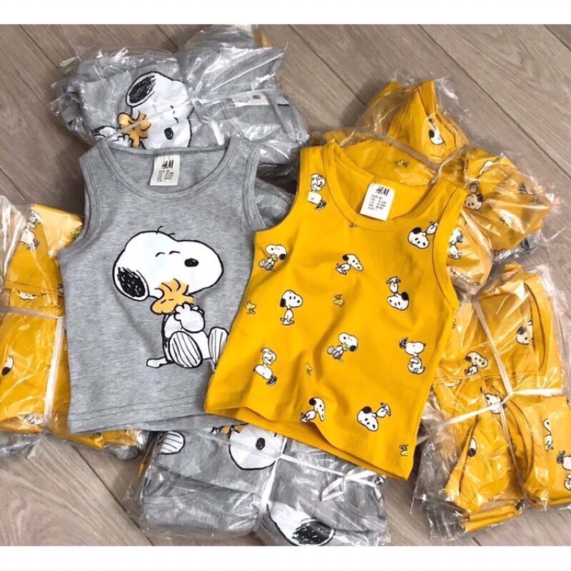 BÁN SỈ SET 2 ÁO BA LỖ SNOPY CHO BÉ