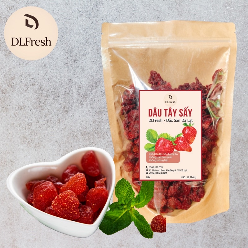 Dâu tây sấy lạnh DLFresh dâu sấy khô đặc biệt, dâu tây sấy lạnh không đường