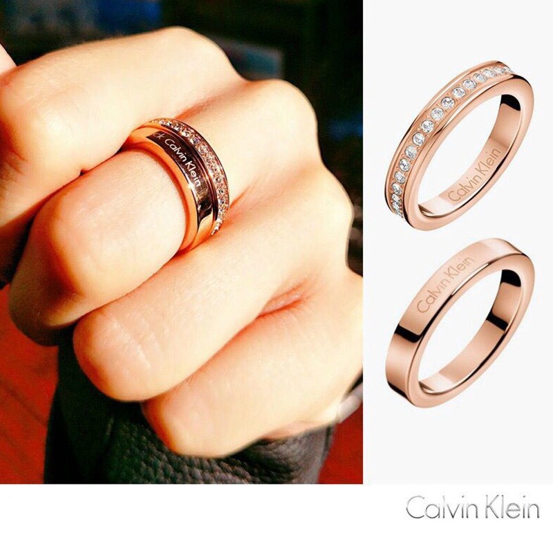 Nhẫn cặp đôi CK Calvin Klein Hook Rose Gold Ring - Nhẫn CK Authentic Fullbox, thẻ tag, bill check Code
