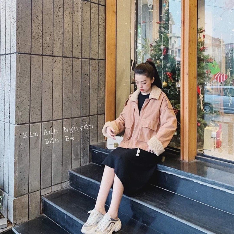 Áo Khoác Lót Lông Viền Lông Siêu Xịn Siêu Sang