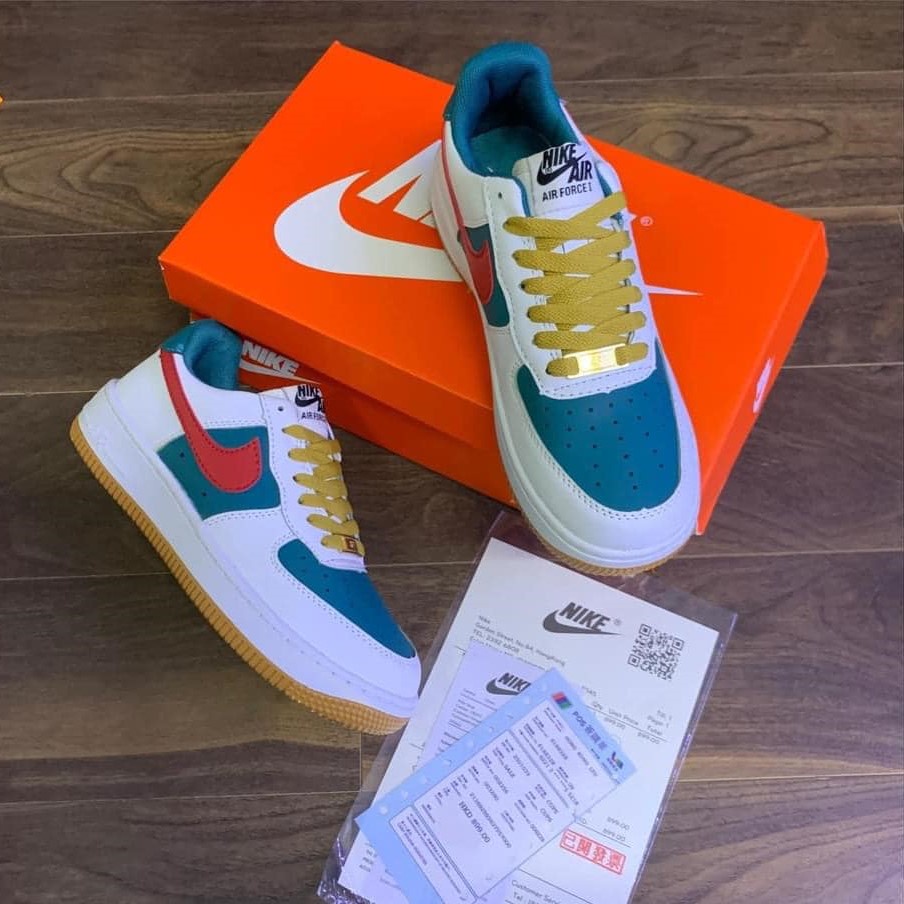 Giày thể thao af1 gc xanh đỏ , Giày air force 1 GC trắng xanh logo đỏ nam nữ cực chất 2022