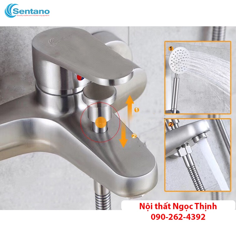 [DÒNG PLUS LOẠI 1] Bộ củ Sen Tắm Nóng Lạnh SENTANO STN-203 Plus INOX 304