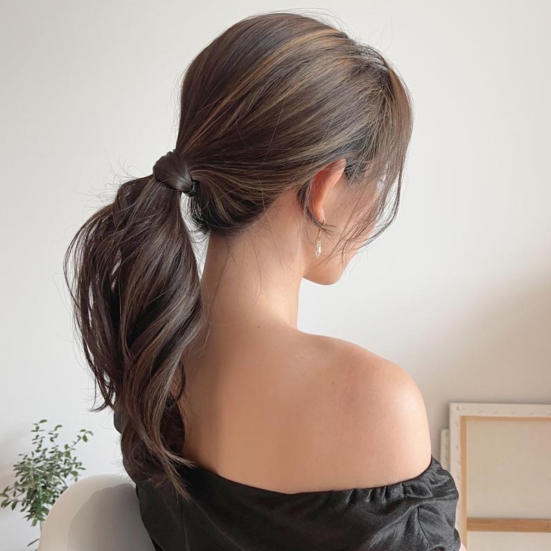 Dây Cột Tóc Co Giãn Đính Tóc Giả Phong Cách Hàn Quốc