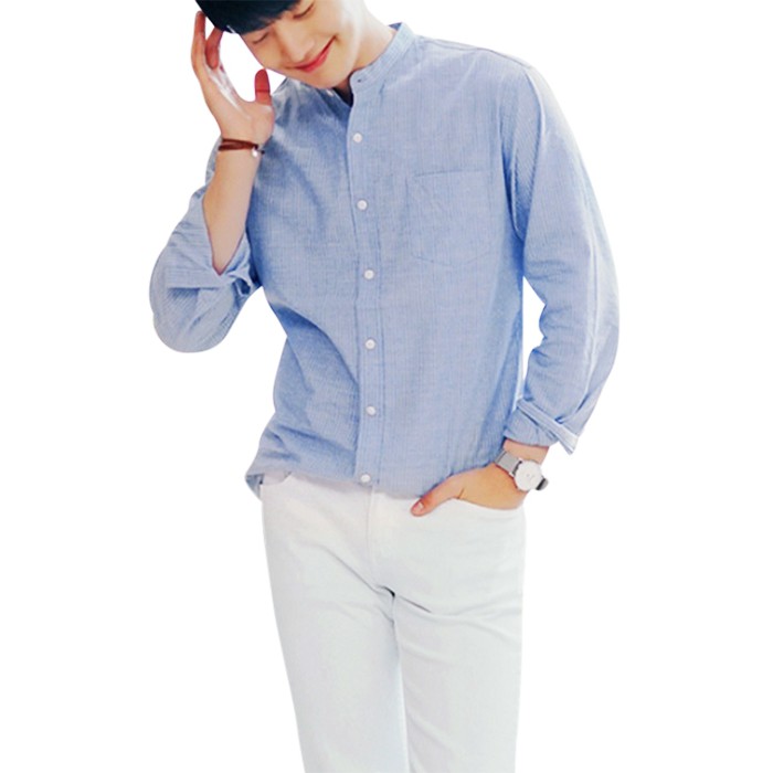 Áo sơ mi nam cổ tàu dài tay rất đẹp & tặng 1 đôi vớ