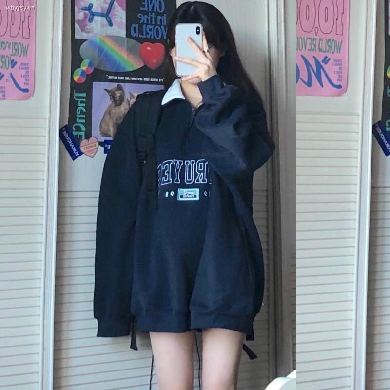 Áo Nỉ Zip Foruyfts Cổ  Cao Nữ[ FREESHIP] Sweater cao cổ phối dài tay,thun hoodie from rộng | BigBuy360 - bigbuy360.vn
