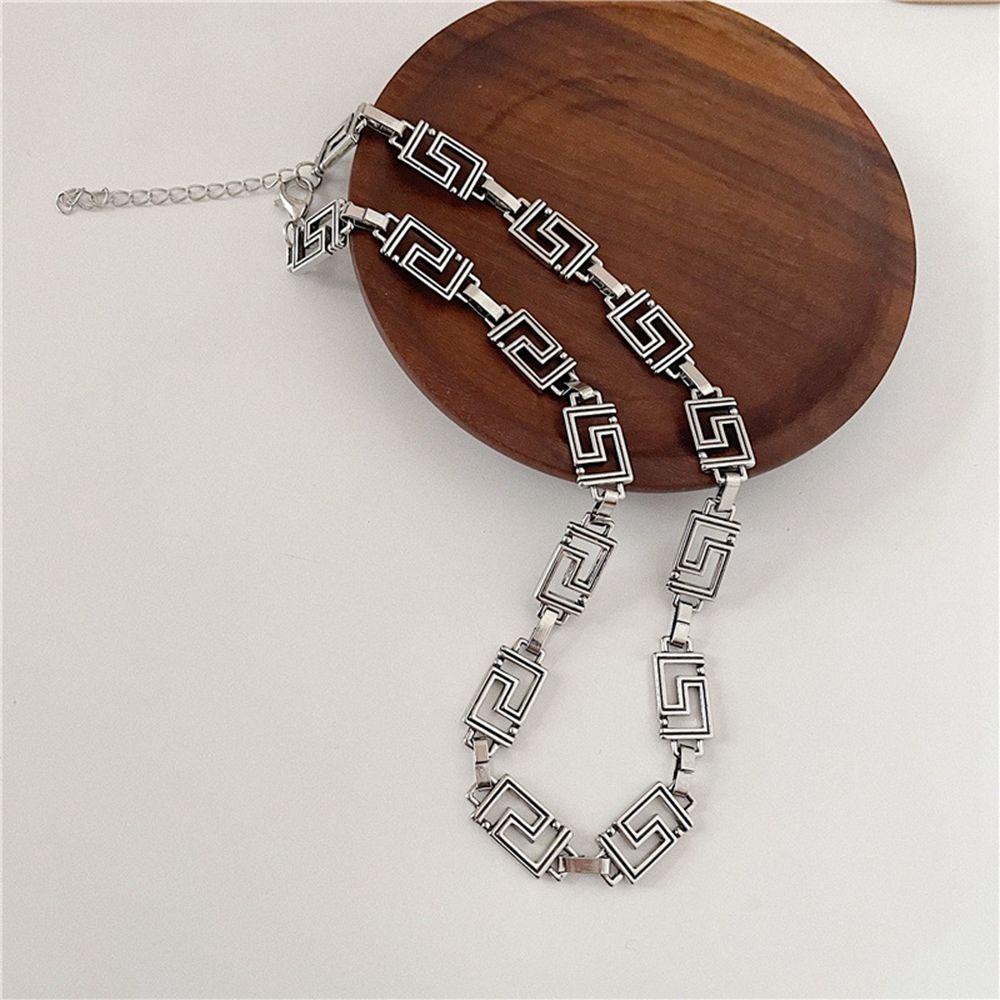 QQMALL Vòng Cổ Dây Xích Dày Mặt Vuông Phong Cách Hip Hop Hàn Quốc Cho Nam