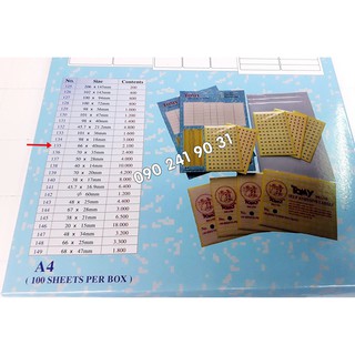 Giấy Decal A4 Tomy 135 [ 100 Tờ - 2100 Nhãn 66x40mm ]