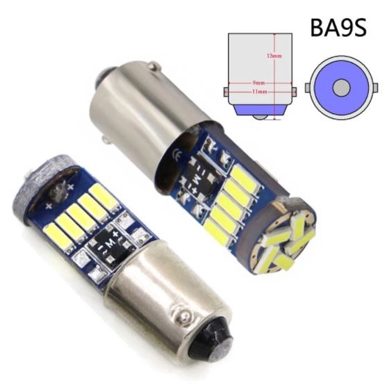 Set 2 bóng đèn BA9S LED 15smd 4014 thay thế bóng đèn trần ô tô trước Innova Fortuner 2006 đến 2012