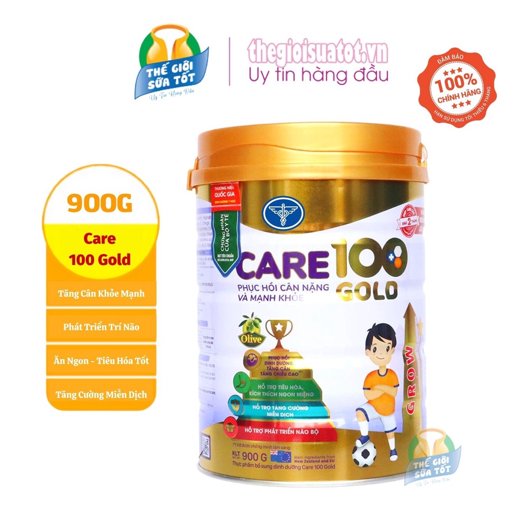 Sữa bột Nutricare Care 100 Gold - 900g Phát triển cân nặng & chiều cao vượt trội cho bé