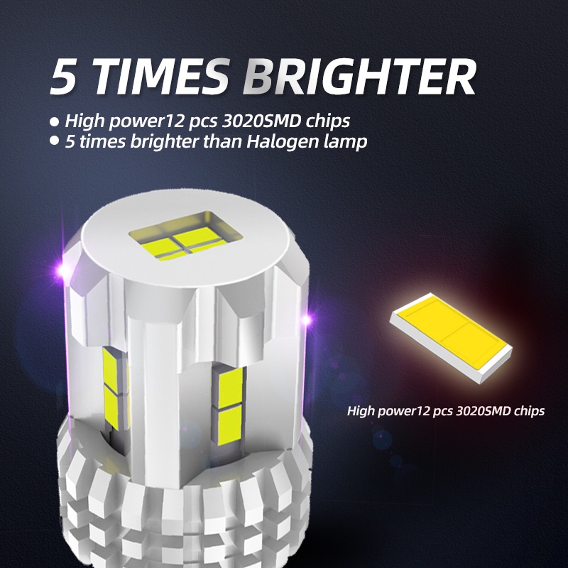Bộ 2 Đèn LED 12V 1156 BA15S P21W 7443 7440 T20 W21W Ánh Sáng Trắng Cho Xe Hơi