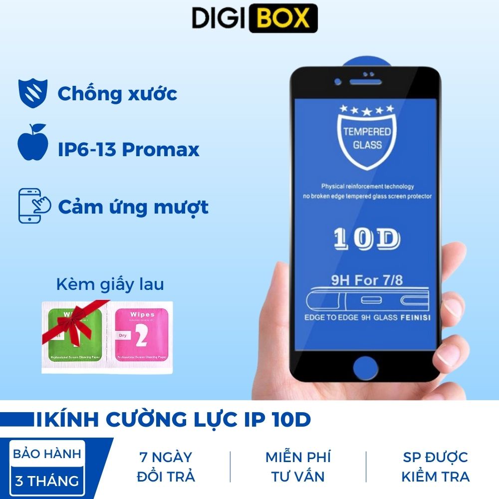 Kính Cường Lực Điện Thoại Full Màn Hình 10D /5s/6/6plus/6s/6s plus/6/7/7plus/8/8plus/x/xs/xs max/11/11 Promax/12...