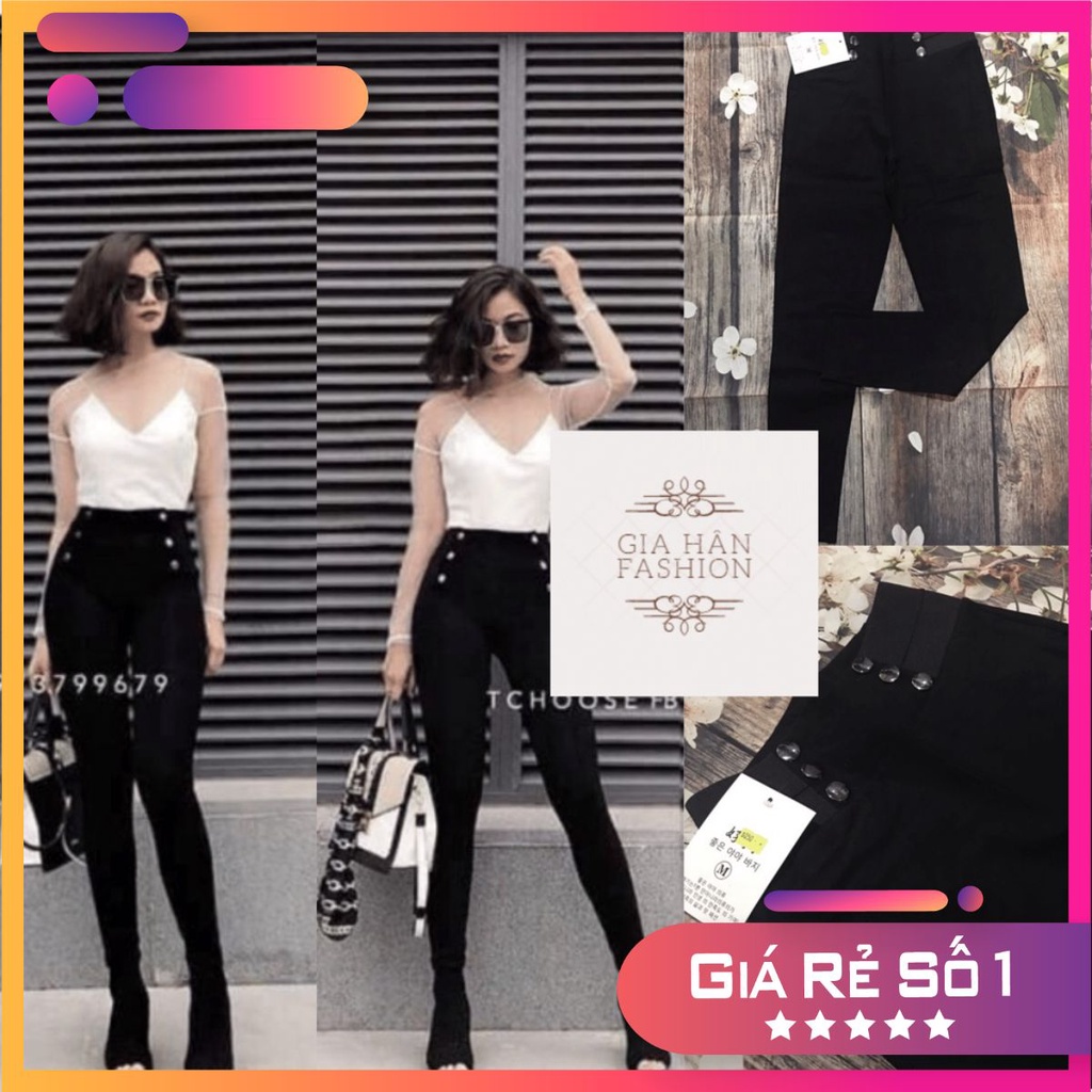 Quần Legging Cạp Cao Phối 6 Khuy