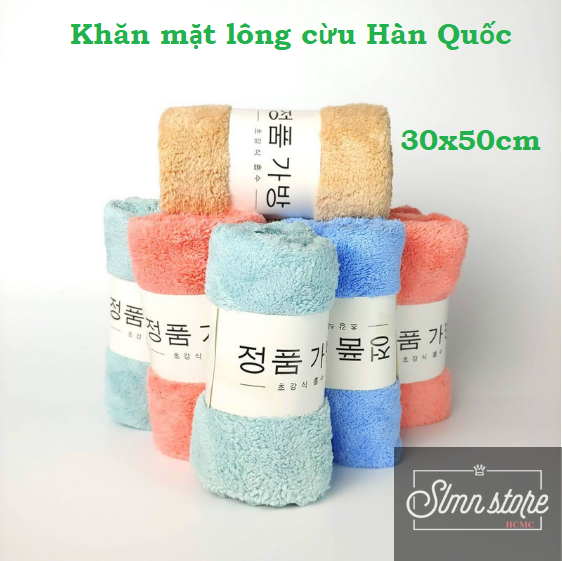 Khăn mặt lông cừu Hàn Quốc 30x50cm loại xịn siêu mềm mịn , siêu thấm nước. Slmn_KhanHQ-KMat