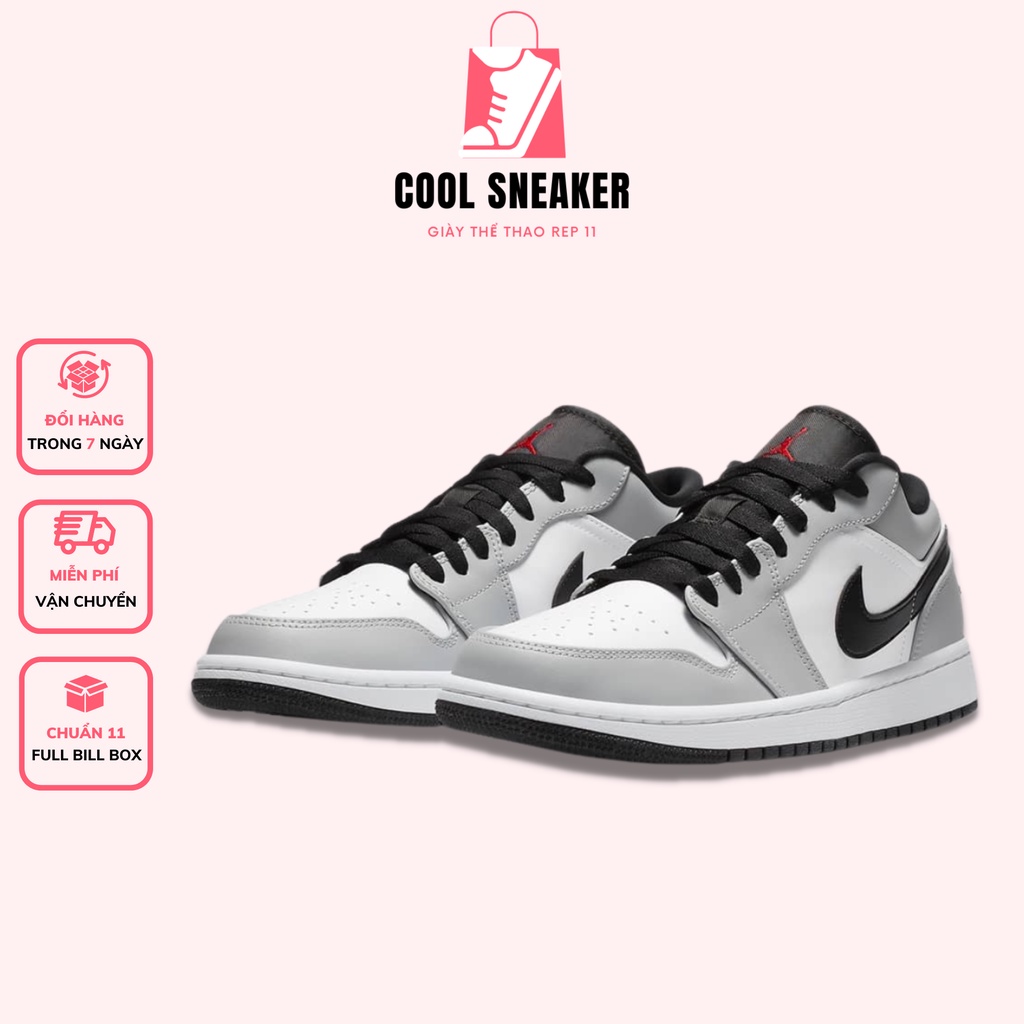 Giày Thể Thao Sneaker 𝗝𝗼𝗿𝗱𝗮𝗻 Thấp Cổ Ghi Xám - Giày Jordan Cổ Thấp Nam Nữ Màu Ghi Xám Thời Trang Full Box Bill