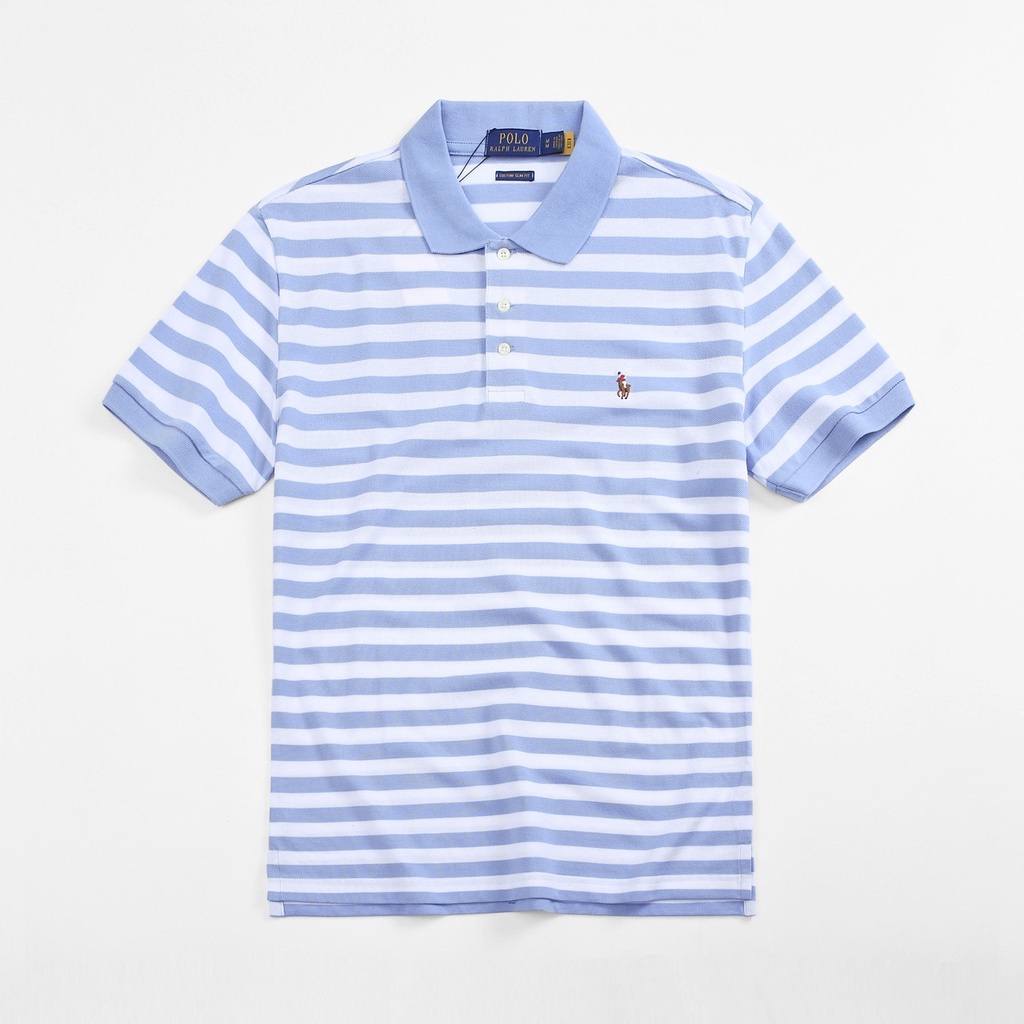 Áo polo Cotton Tay Ngắn Cổ Bẻ Kẻ Sọc Ralph Laurens Thời Trang Mùa Hè 2022 Cho Nam