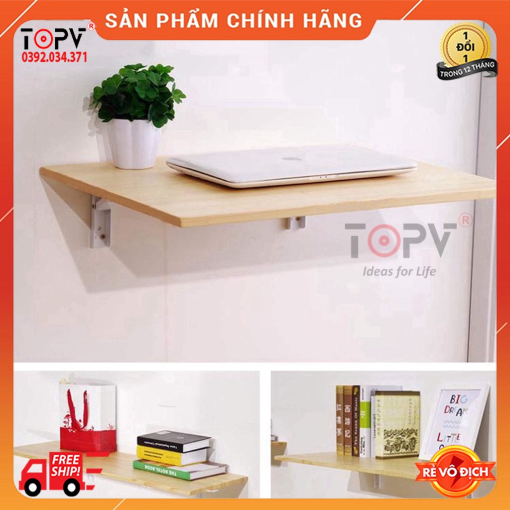 Bàn làm việc học gấp xếp gọn gỗ TopV thông minh kệ bàn treo tường cao cấp cho học sinh sinh viên mini TopVHCM