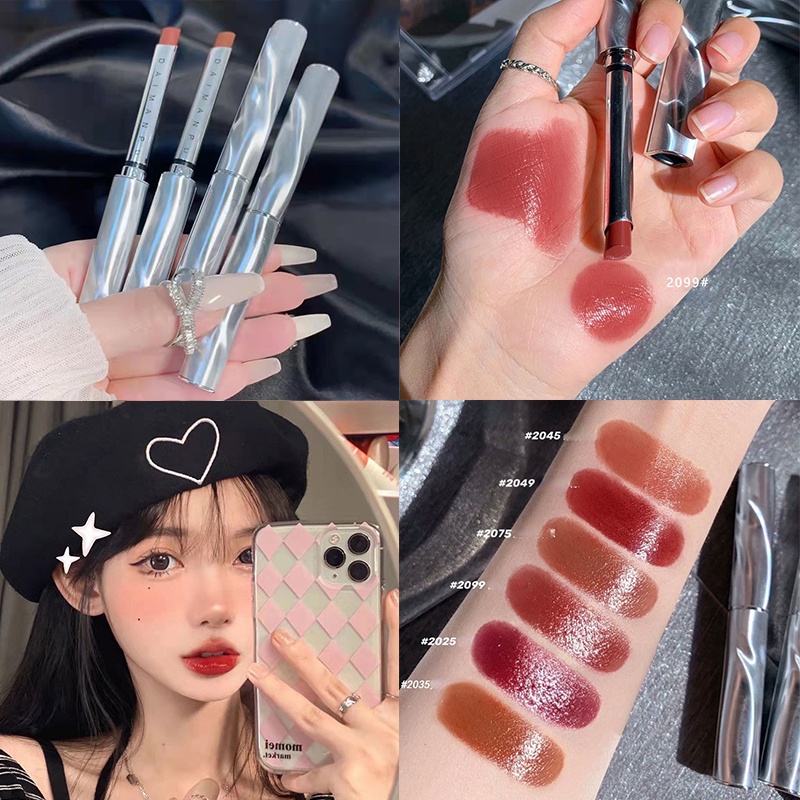 [Hàng mới về] Son môi dưỡng ẩm lâu trôi không dính thiết kế vỏ màu bạc độc đáo | BigBuy360 - bigbuy360.vn