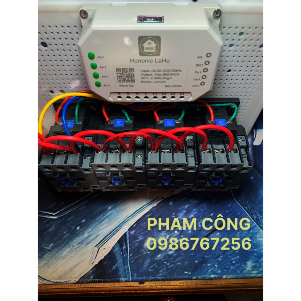 Công tắc THÔNG MINH Hunonic Lahu 4 kênh | Điều khiển từ xa bằng điện thoại 4 kênh 1 kênh 3kw 1pha và 5kw 3pha
