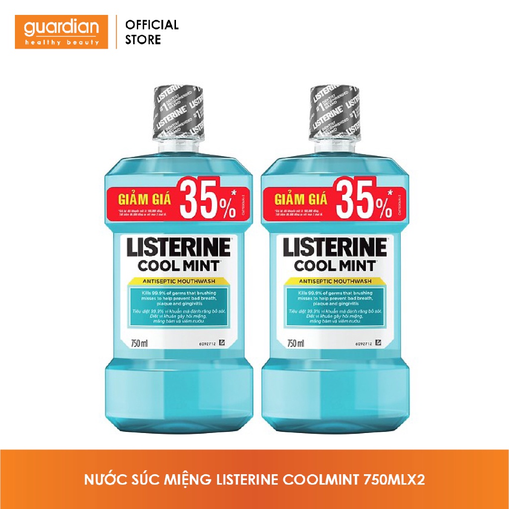 Combo 2 Nước Súc Miệng Hương Bạc Hà Listerine Cool Mint (750ml/Chai)